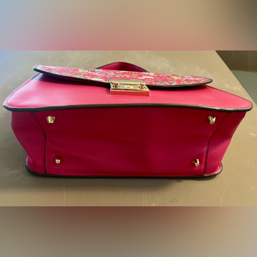 HP x 2 IMAN Pink Satchel Bag with Floral Elegance and Side Hardware Crossbody - Picture 12 of 13